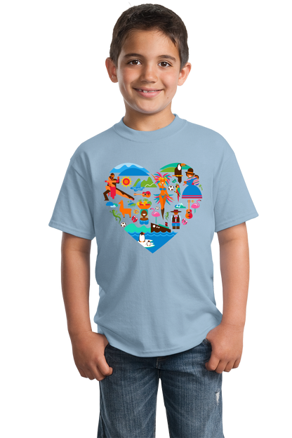 Youth Light Blue South America Icon Heart - South American Pride Love Culture Fun T-shirt