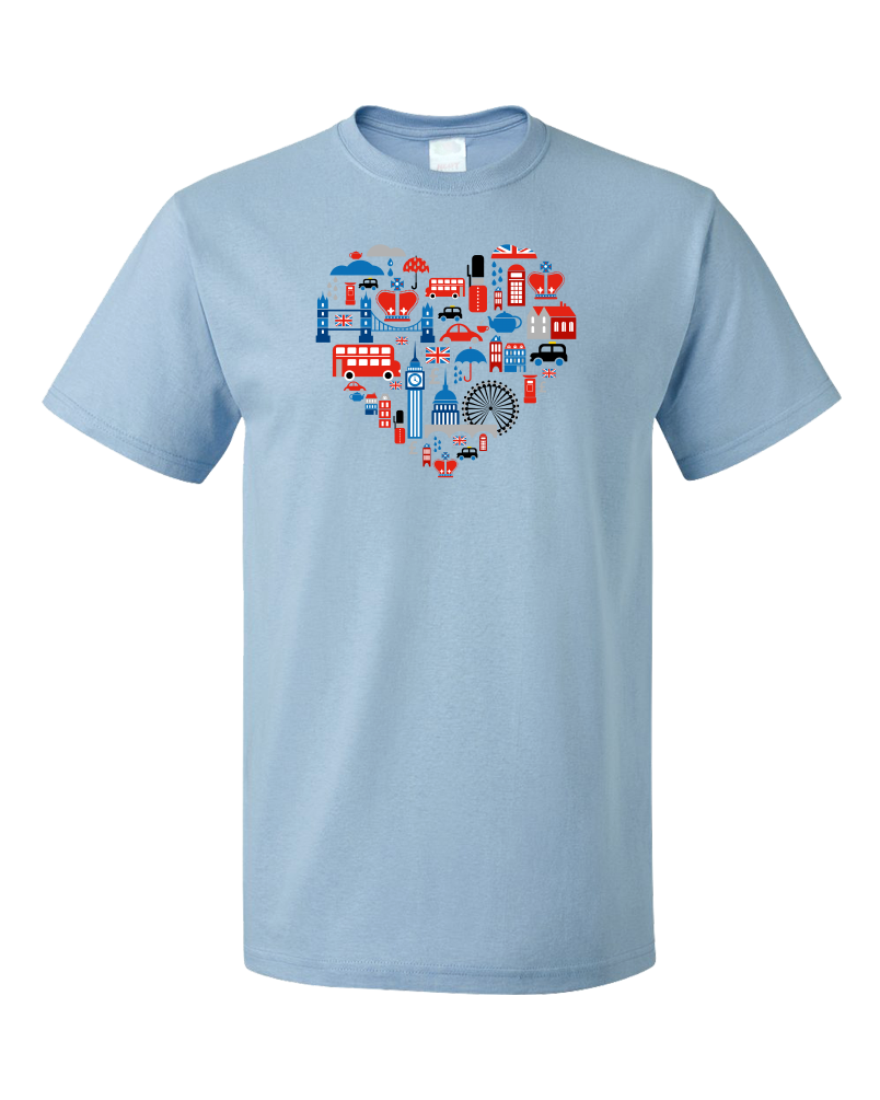 Standard Light Blue UK Icon Heart - UK Love Pride Culture Symbols Cute Fun Royal T-shirt
