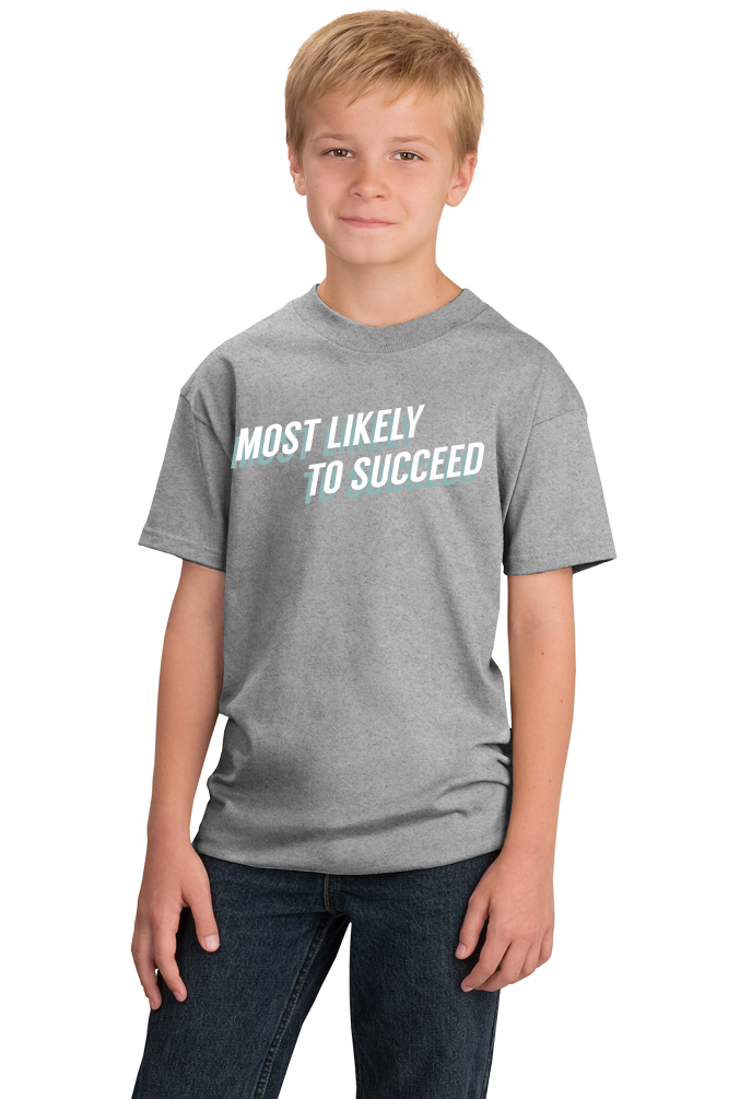 Youth Grey Most Likely To Succeed - Ironic Nerd High School Humor T-shirt