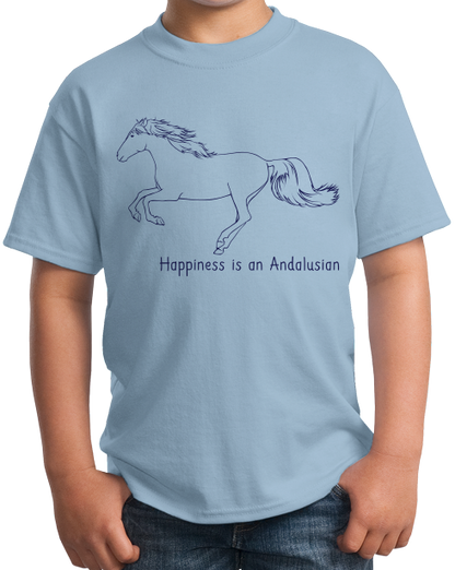 Youth Light Blue Happiness is an Andalusian - Horse Lover Favorite Breed Spanish T-shirt