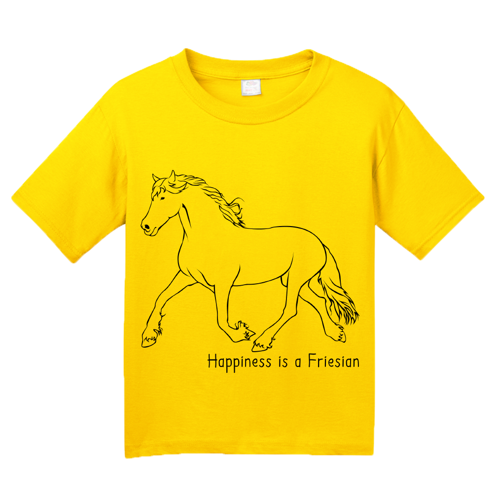 Youth Yellow Happiness is a Friesian - Horse Lover Favorite Breed Friesian T-shirt