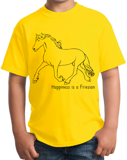 Youth Yellow Happiness is a Friesian - Horse Lover Favorite Breed Friesian T-shirt