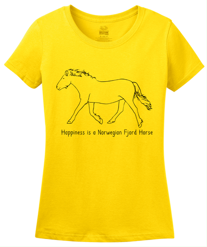 Ladies Yellow Happiness is a Norwegian Fjord - Horse Love Favorite Breed Fjord T-shirt