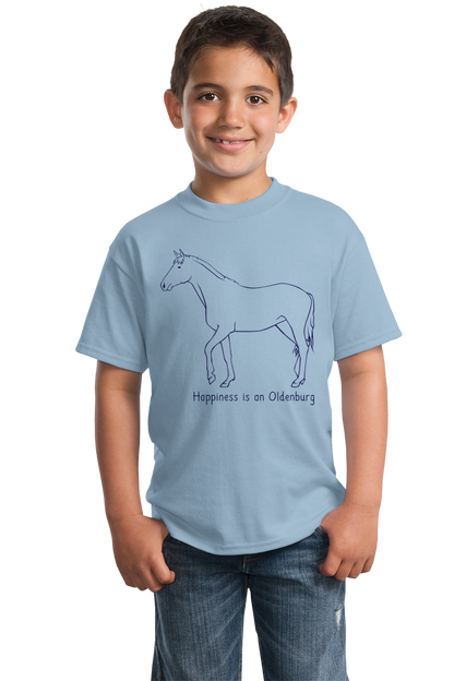 Youth Light Blue Happiness is an Oldenburg - Horse Love Warmblood Oldenburg Breed T-shirt