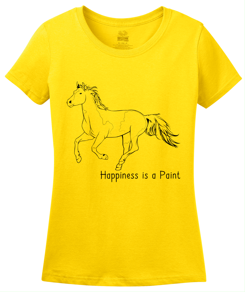 Ladies Yellow Happiness is a Paint - Horse Love Favorite Breed Paint Cute Gift T-shirt