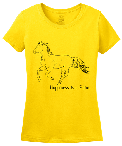 Ladies Yellow Happiness is a Paint - Horse Love Favorite Breed Paint Cute Gift T-shirt