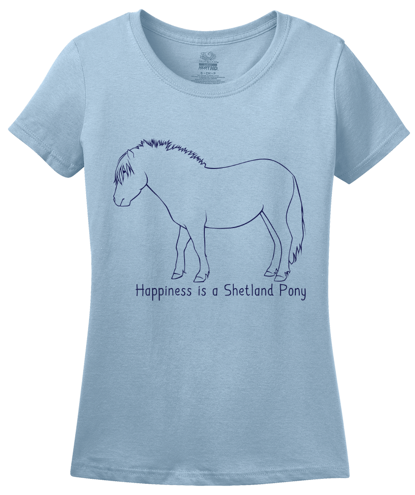 Ladies Light Blue Happiness is a Shetland Pony - Horse Love Favorite Shetland Pony T-shirt