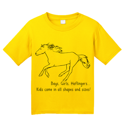 Youth Yellow Boys, Girls, & Haflingers = Kids - Horse Family Love Haflinger T-shirt