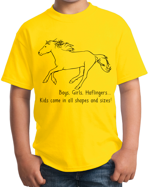 Youth Yellow Boys, Girls, & Haflingers = Kids - Horse Family Love Haflinger T-shirt