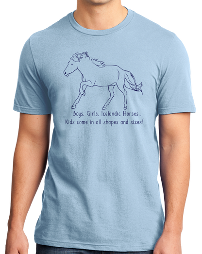 Standard Light Blue Boys, Girls, & Icelandic Horses = Kids - Horse Lover Icelandic T-shirt