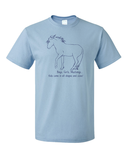 Standard Light Blue Boys, Girls, & Mustangs = Kids - Horse Lover Family Mustang Cute T-shirt