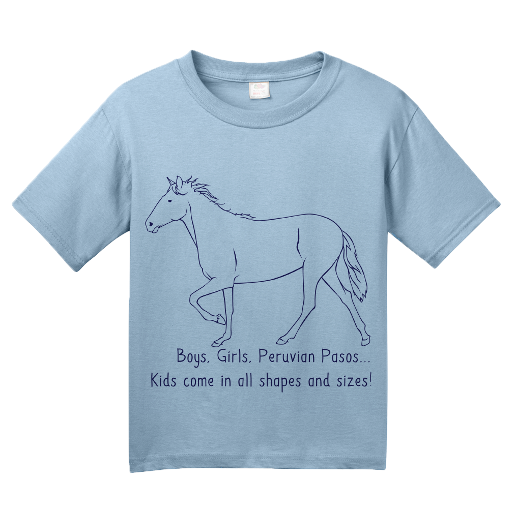 Youth Light Blue Boys, Girls, & Peruvian Pasos = Kids - Horse Lover Peruvian T-shirt