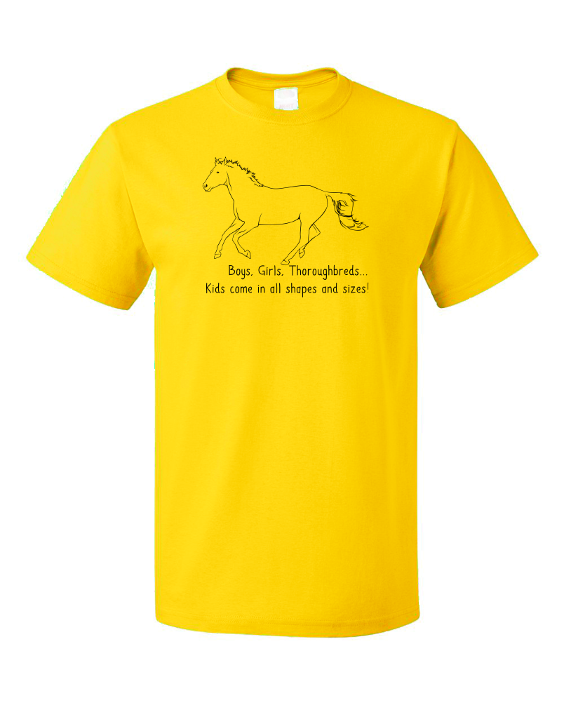 Standard Yellow Boys, Girls, & Thoroughbreds = Kids - Horse Lover Thoroughbred T-shirt
