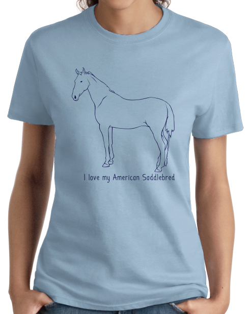 Ladies Light Blue I Love my American Saddlebred - Horse Lover American Saddler T-shirt