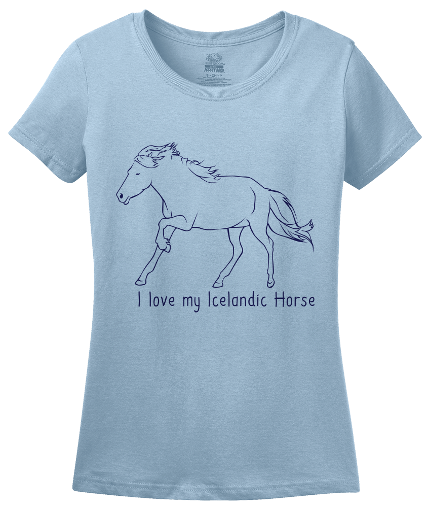 Ladies Light Blue I Love my Icelandic Horse - Horse Love Icelandic Fan Cute T-shirt