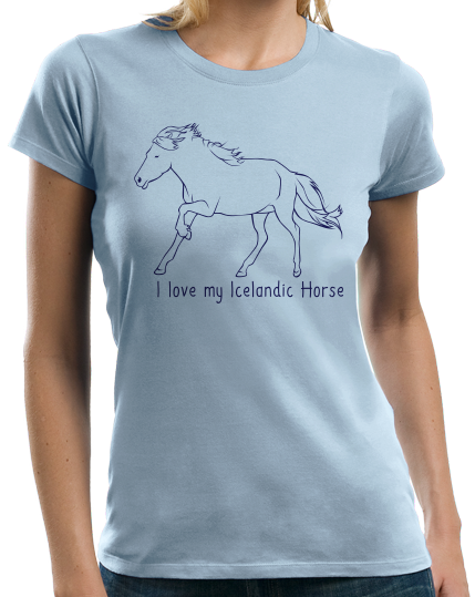 Ladies Light Blue I Love my Icelandic Horse - Horse Love Icelandic Fan Cute T-shirt