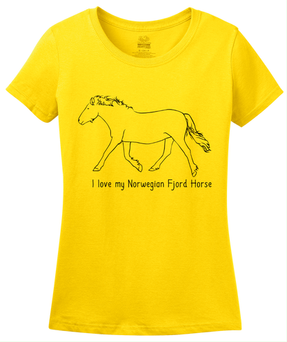 Ladies Yellow I Love my Norwegian Fjord - Horse Lover Norwegian Fjord Cute T-shirt