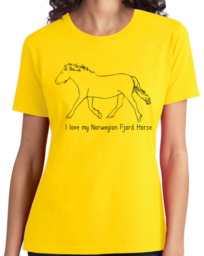 Ladies Yellow I Love my Norwegian Fjord - Horse Lover Norwegian Fjord Cute T-shirt