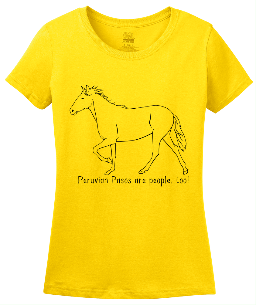 Ladies Yellow Peruvian Pasos are People, Too! - Horse Lover Peruvian Paso Cute T-shirt