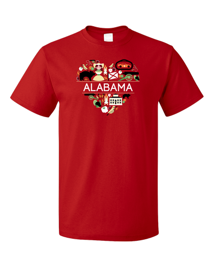 Standard Red Alabama Love - Cute Alabama Heritage Culture Pride Fun Symbols T-shirt