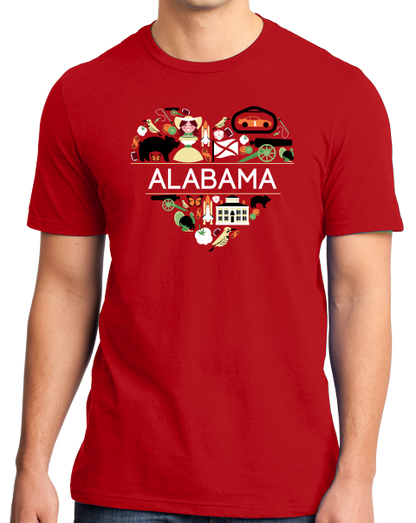 Standard Red Alabama Love - Cute Alabama Heritage Culture Pride Fun Symbols T-shirt