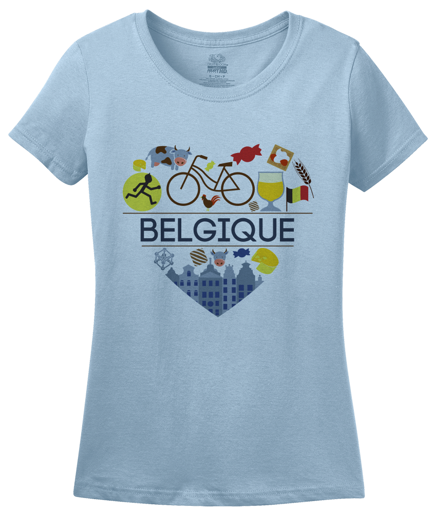 Ladies Light Blue Belgique Love - Belgian Pride Culture Belgique Cute Icons T-shirt