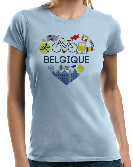 Ladies Light Blue Belgique Love - Belgian Pride Culture Belgique Cute Icons T-shirt