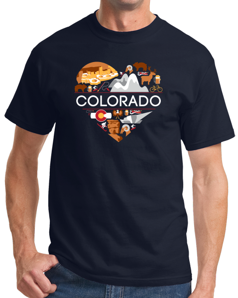 Standard Navy Colorado Love - Colorado Pride Heritage Cute Symbols Culture Fun T-shirt