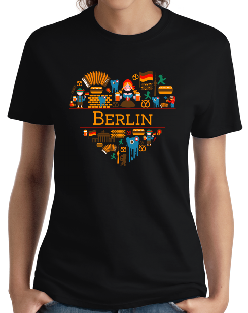 Ladies Black Germany Love: Berlin - German History Culture Fun Cute Gift T-shirt