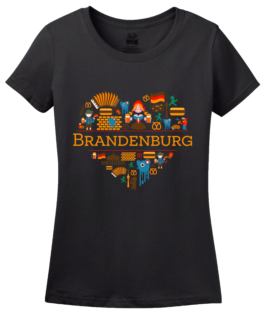 Ladies Black Germany Love: Brandenburg - German Culture Geography Cute T-shirt