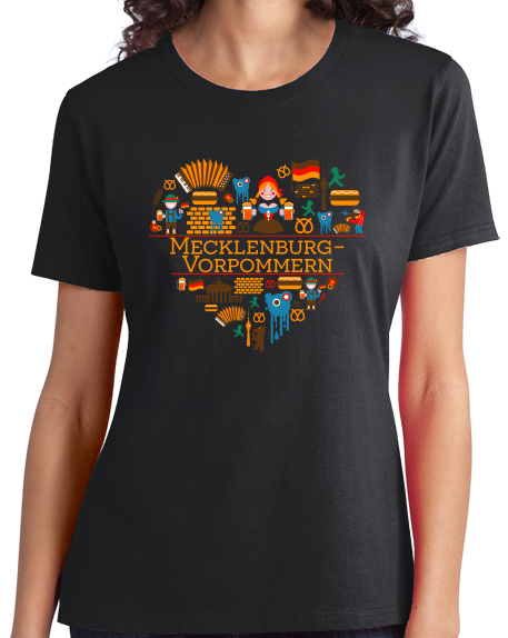 Ladies Black Germany Love: Mecklenburg Vorpommern - German History Geography T-shirt