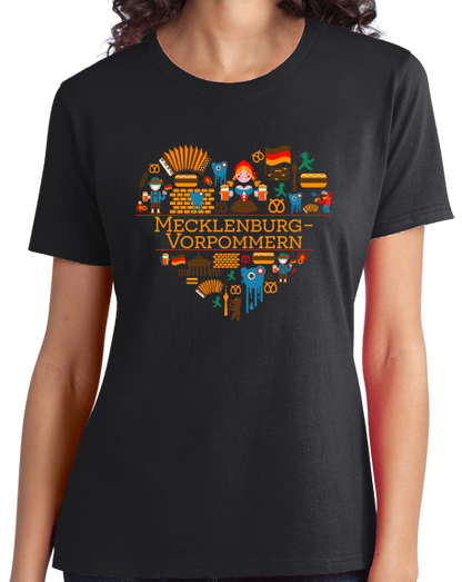 Ladies Black Germany Love: Mecklenburg Vorpommern - German History Geography T-shirt