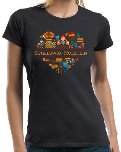 Ladies Black Germany Love: Schleswig-Holstein - German Heritage Culture Cute T-shirt