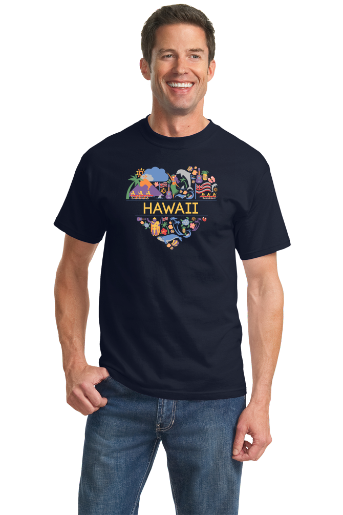 Standard Navy Hawaii Love - Hawaiian Heritage Culture Icons Islands Cute T-shirt