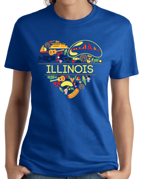 Ladies Royal Illinois Love - Illinois Chicago Native Home Heart Cute T-shirt