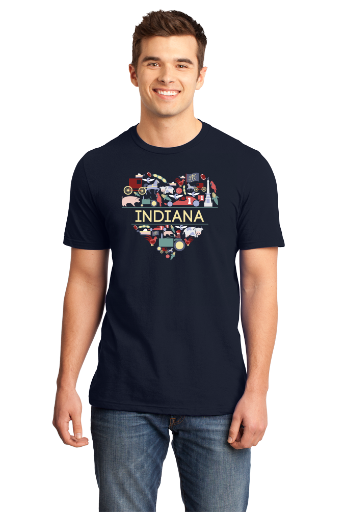 Standard Navy Indiana Love - Indiana Home State Cute Indy 500 Pride Fun T-shirt