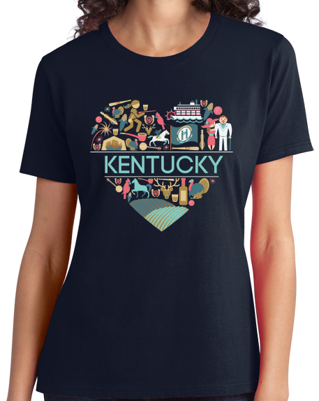 Ladies Navy Kentucky Love - Kentucky Pride Bluegrass Banjo Cute Bourbon T-shirt