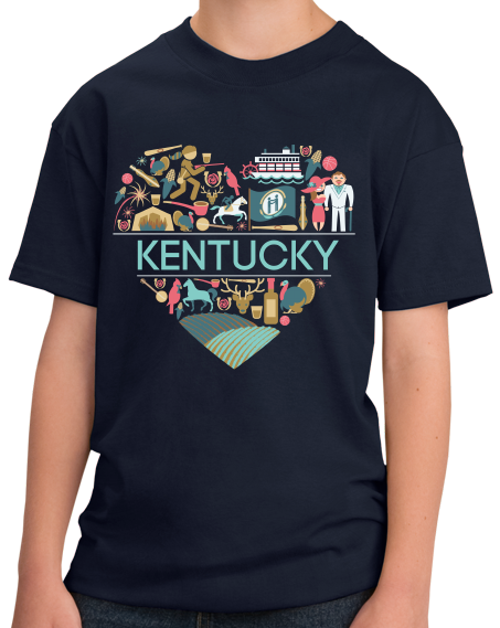 Youth Navy Kentucky Love - Kentucky Pride Bluegrass Banjo Cute Bourbon T-shirt