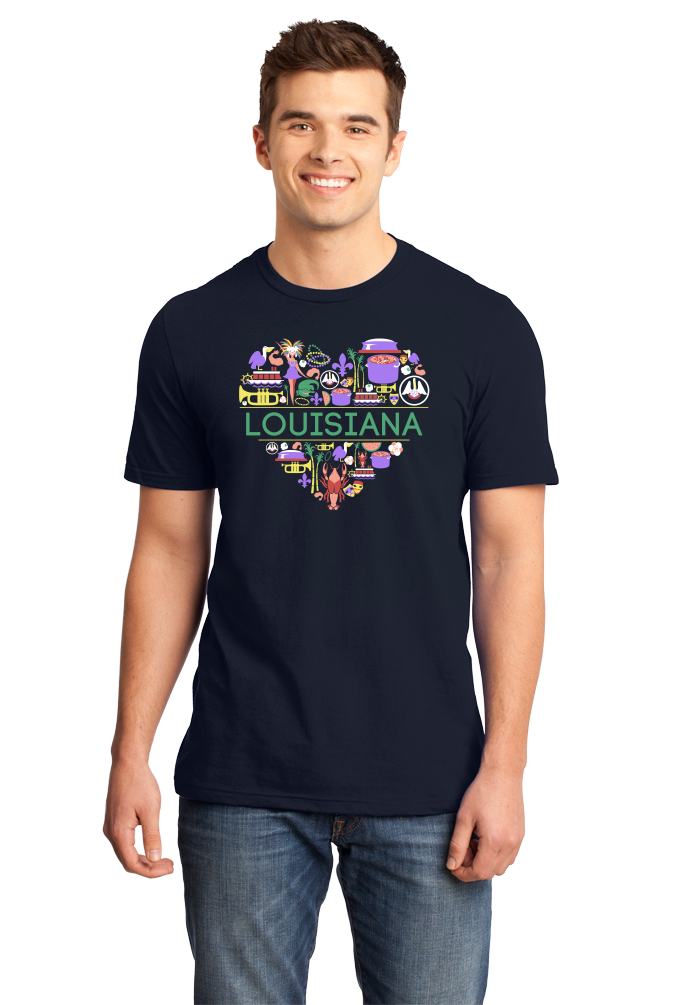 Standard Navy Louisiana Love - Louisiana Pride New Orleans Gumbo Mardi Gras T-shirt