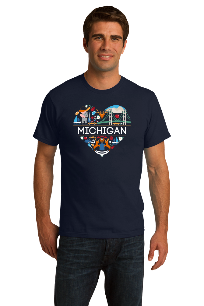 Standard Navy Michigan Love - Michigan Pride Mitten State Detroit Motown Cute T-shirt
