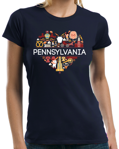 Ladies Navy Pennsylvania Love - PA Pride Philly Liberty Bell Rocky Culture T-shirt
