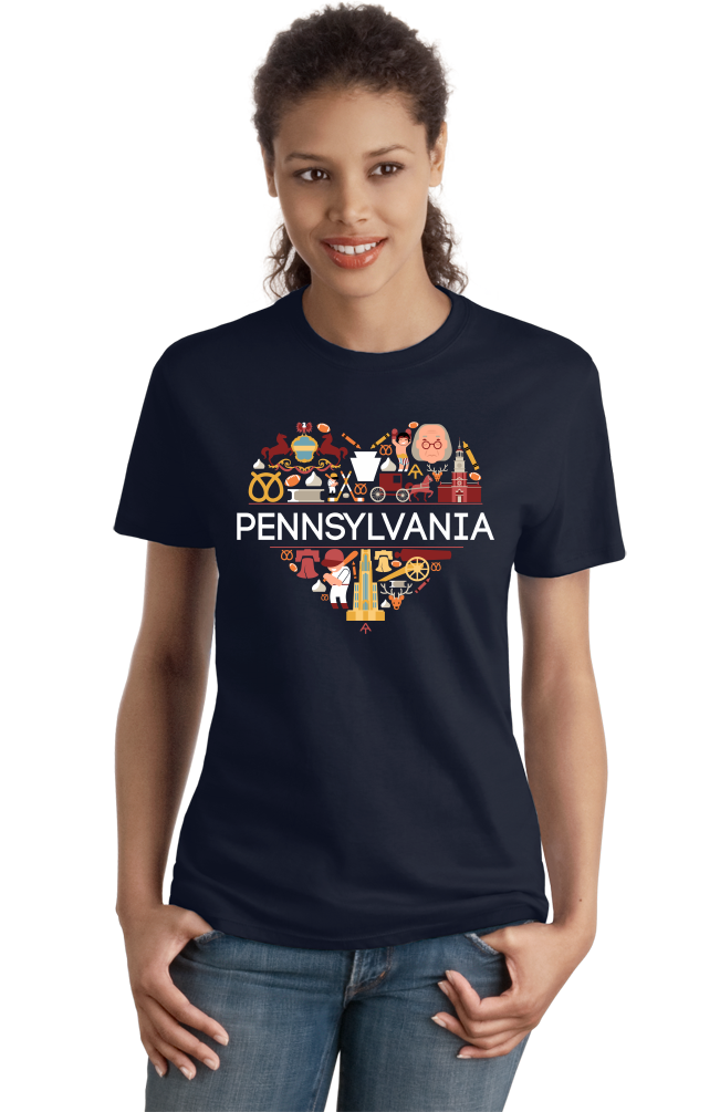 Ladies Navy Pennsylvania Love - PA Pride Philly Liberty Bell Rocky Culture T-shirt