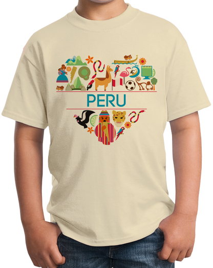 Youth Natural Peru Love - Peruvian Heritage Pride Andes Machu Picchu Icons T-shirt