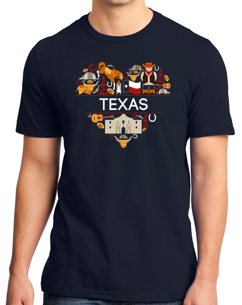 Standard Navy Texas Love - Texan Pride Lone Star State Heritage Culture Alamo T-shirt