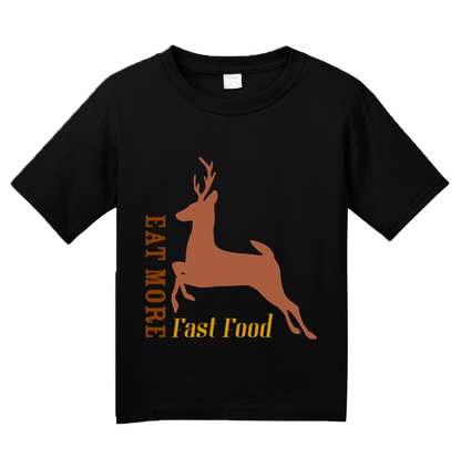 Youth Black Eat Fast Food - Deer Hunter Humor Venison Joke Hunting Pride 