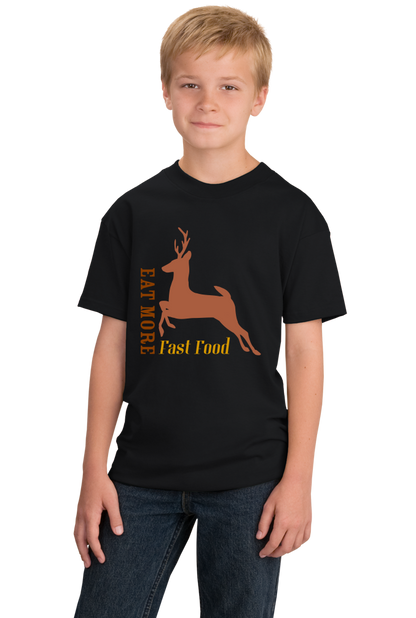 Youth Black Eat Fast Food - Deer Hunter Humor Venison Joke Hunting Pride 