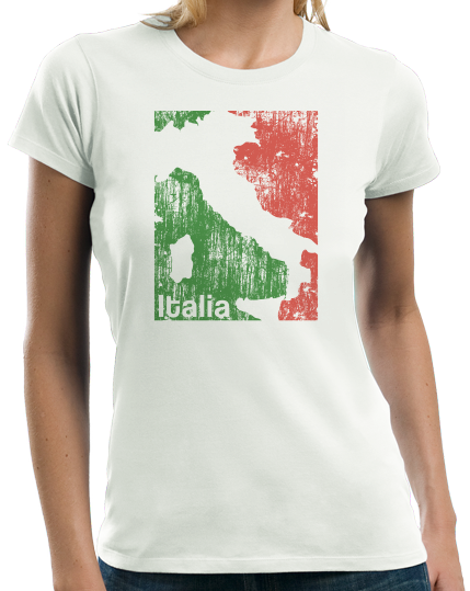 Ladies White Italia Silhouette - Italy Italian Map Pride Heritage Gift T-shirt
