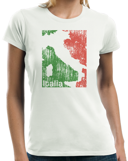 Ladies White Italia Silhouette - Italy Italian Map Pride Heritage Gift T-shirt