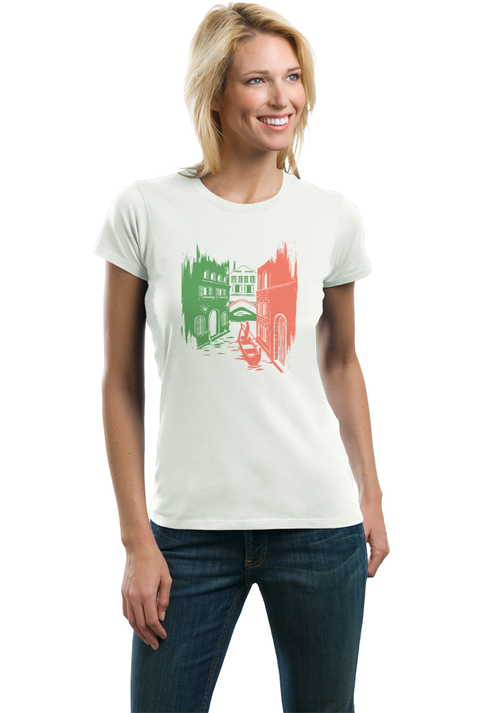Ladies White Italia Love - Italian Heritage Pride Culture Cute Icons Gift T-shirt