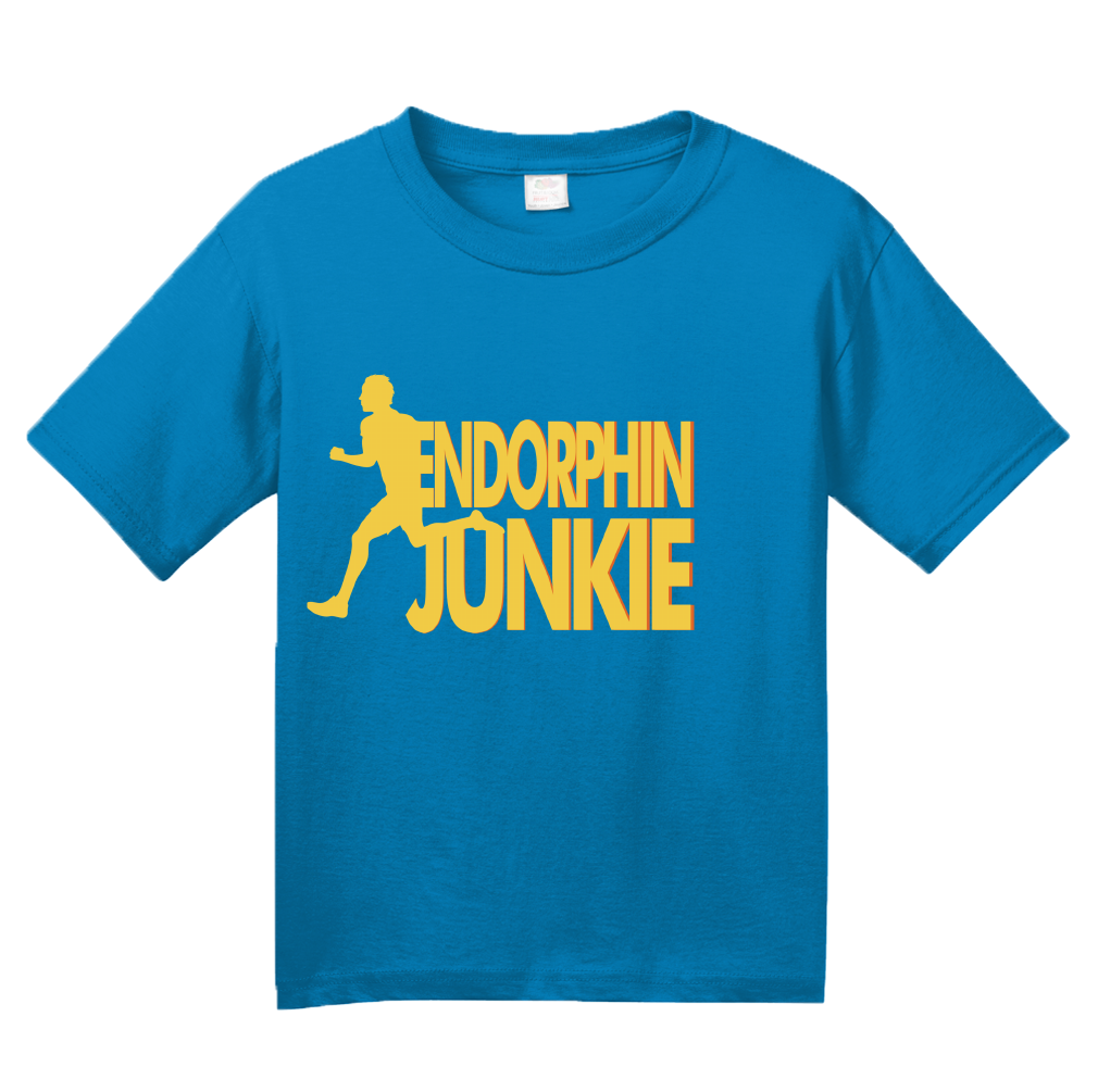 Youth Aqua Blue Endorphin Junkie- Extreme Sports Workout Fitness T-shirt
